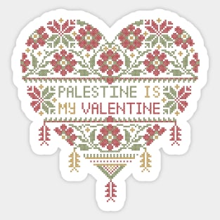 Palestine Is My Valentine Love Heart Customized Popular Palestinian Embroidery Tatreez Art Sticker